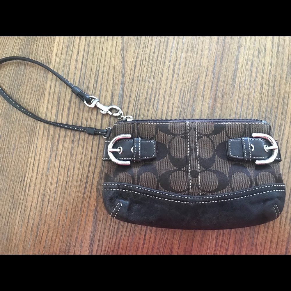 Coach Wristlet - Canvas with Suede bottom